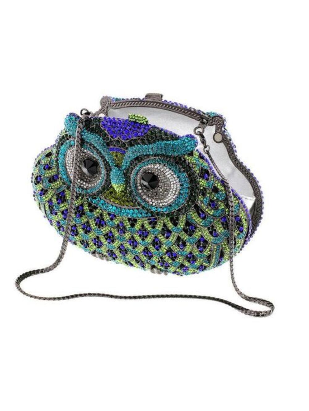 Rhinestone Owl Evening Clutch: Crystal Beaded Purse
